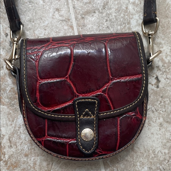 Dooney & Bourke Handbags - Dooney Bourke Dark Red Crocodile-Embossed Crossbody Bag